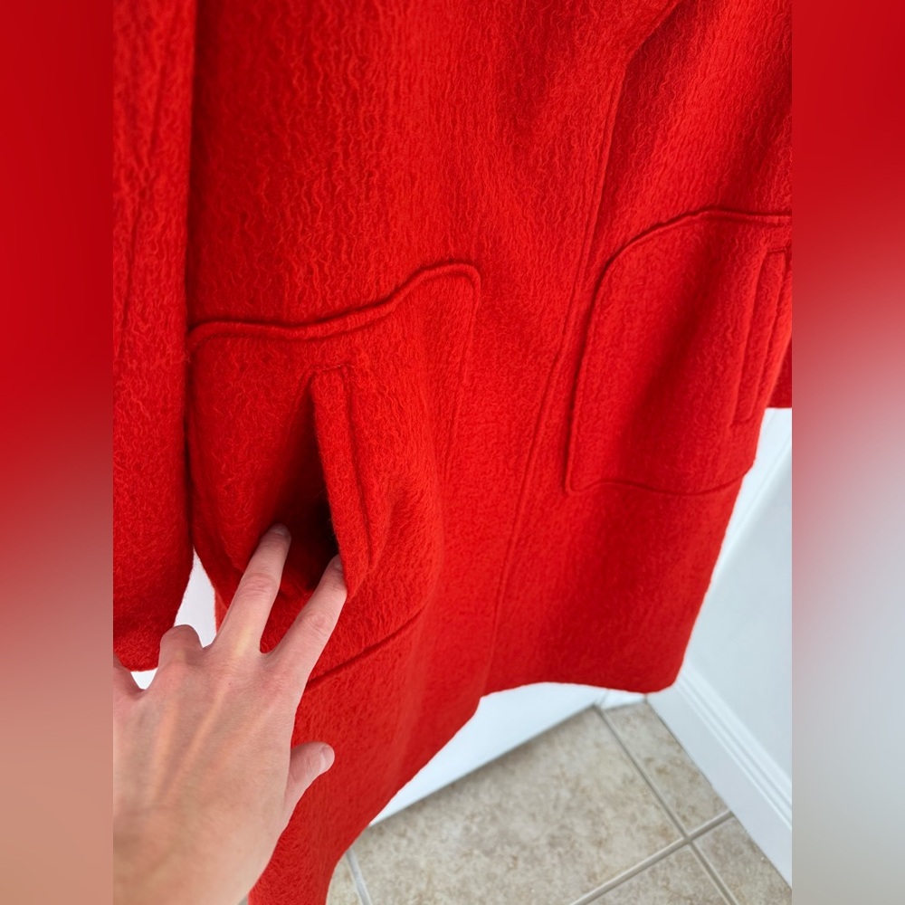 Bernardo Textured Long Coat Burnt Orange Red - Picture 2 of 11